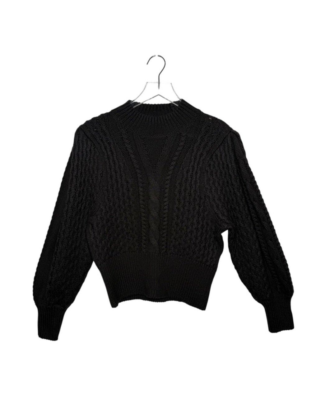 NWT Joe’s Jeans Black Fisherman Cable Knit Women’s Crew Sweater Sz S